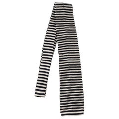Used Chanel Silk Black and White Striped Tie