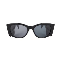 Chanel Schwarze Sonnenbrille aus gestepptem Leder, 1988