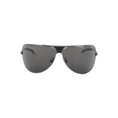 Chanel Dunkelsilber Metall „Aviator“ Sonnenbrille