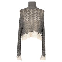 Christian Dior Silvery and Grey Lurex Mesh Top