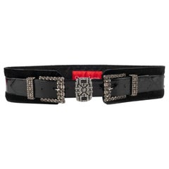 Cintura in pelle verniciata nera Christian Lacroix
