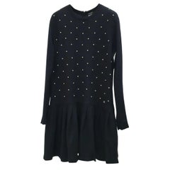 Used Chanel 2014 Black Mohair Pearl Mini Dress