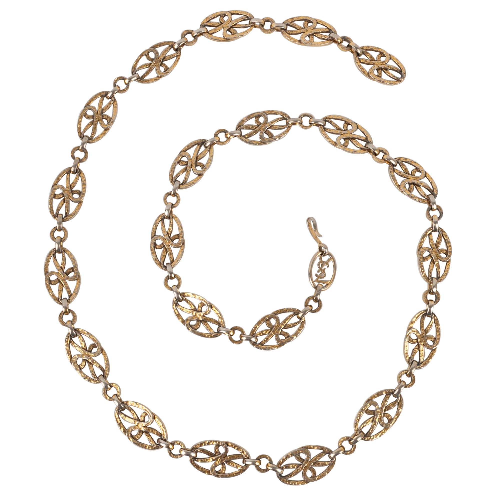 Yves Saint Laurent Beaten Halskette aus goldenem Metall