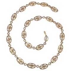 Vintage Yves Saint Laurent Beaten Golden Metal Necklace