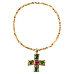 Vintage Les Paruriers Cross Necklace by Goossens