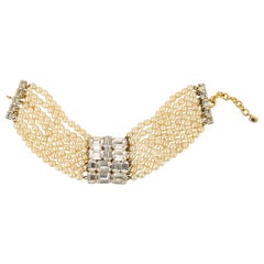 Woloch Choker Multi-Rows Necklace in Costume Pearly Beads