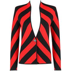 GIVENCHY COUTURE A/W 1998 ALEXANDER McQUEEN Black Red Stripe Wool Knit Blazer 7