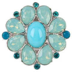 Dior Ring with Turquoise Blue Rhinestones