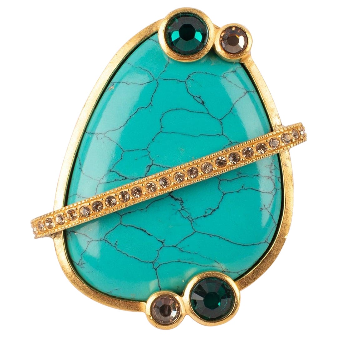 Dior Ring mit Strasssteinen und Hartstein-Cabochon