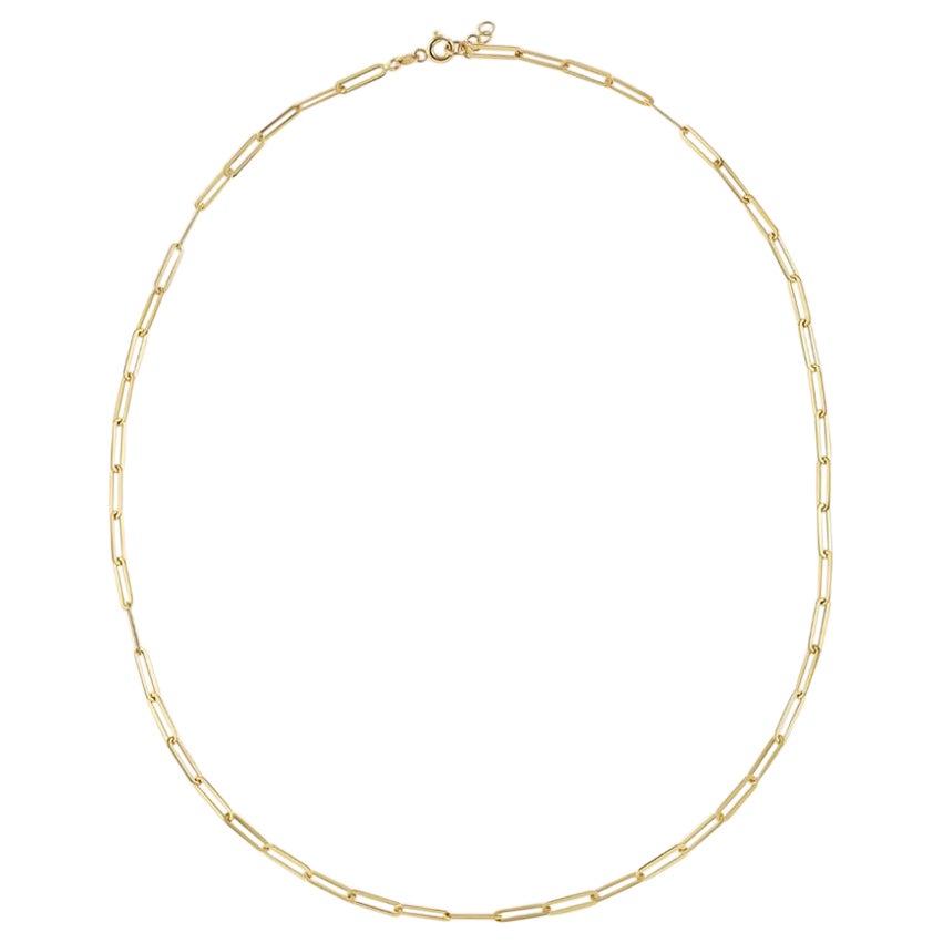 Paper Clip Layering Necklace 18" in 14K Solid Yellow Gold