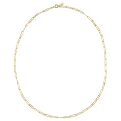 Paper Clip Layering Necklace 18" in 14K Solid Yellow Gold