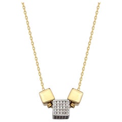 Collier pendentif polygone en onyx en or jaune massif 14K (18")