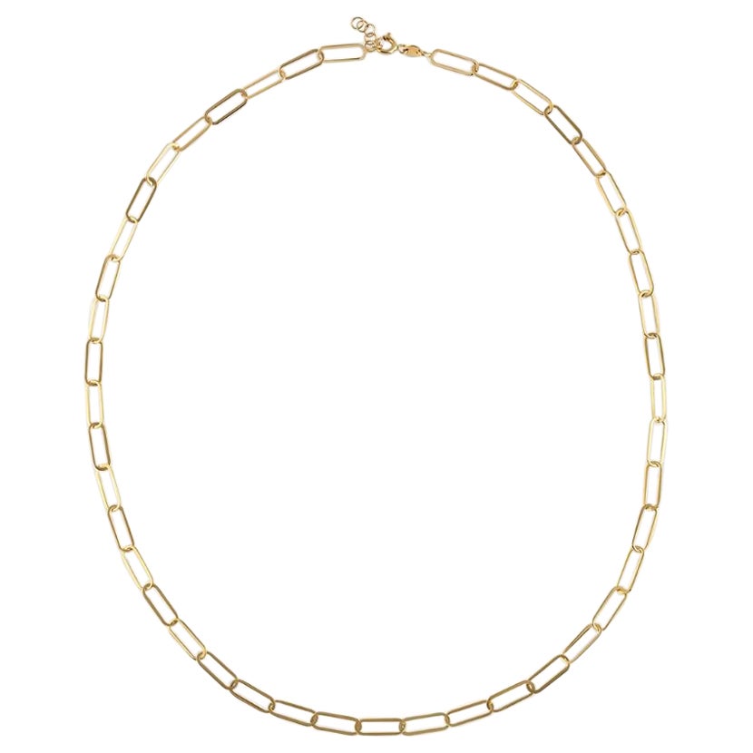 Paperclip Necklace 14" in 14K Solid Yellow Gold