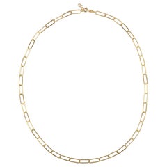 Paperclip Necklace 14" in 14K Solid Yellow Gold