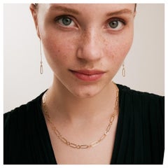 Paperclip Layering Necklace 18" in 14K Solid Yellow Gold