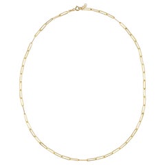 Paper Clip Layering Necklace 16" in 14K Solid Yellow Gold