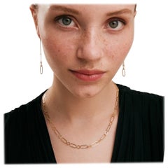 Paperclip Layering Necklace 20" in 14K Solid Yellow Gold