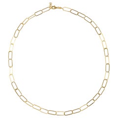 Paperclip Choker Necklace 14" in 14K Solid Yellow Gold