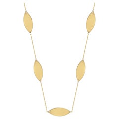 Oval Station Lariat Necklace 18" in 14K Solid Yellow Gold