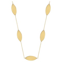 Oval Station Necklace 14" in 14K Solid Yellow Gold