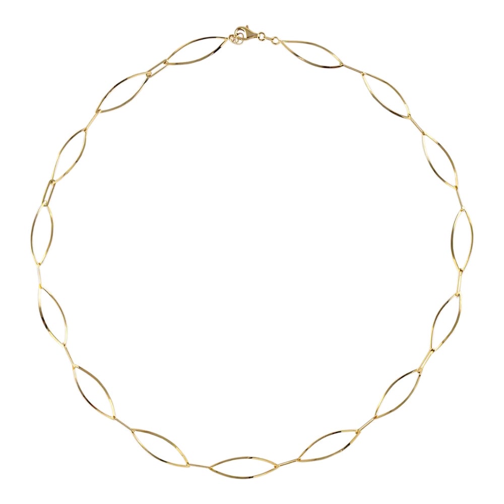 Oval Link Chain Necklace 14" in 14K Solid Yellow Gold