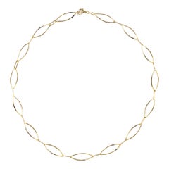 Oval Link Chain Necklace 16" in 14K Solid Yellow Gold