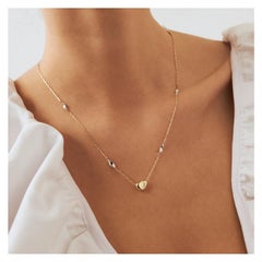 Diamond Pebble Necklace 18" in 14K Solid Yellow Gold