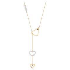 Triple Intertwined Heart Necklace 16" in 14K Solid Yellow Gold
