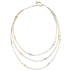 Dainty Triple Layered Necklace 16" in 14K Solid Yellow Gold