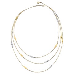Collier à trois couches de 20 pouces en or jaune massif 14 carats
