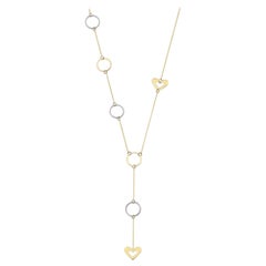 Y Heart Necklace 18" in 14K Solid Yellow Gold