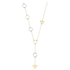 Y Heart Necklace 20" in 14K Solid Yellow Gold