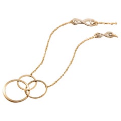 Triple Circles Pendant Necklace 18" in 14K Solid Yellow Gold