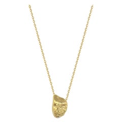 Abstract Pebble Necklace 14" in 14K Solid Yellow Gold
