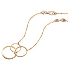 Collier à pendentif triple cercle en or jaune massif 14K (14")