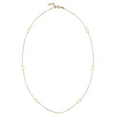 Multi Oval Station Necklace 14" in 14K Solid Yellow Gold