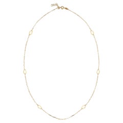 Multi Oval Station Necklace 16" in 14K Solid Yellow Gold