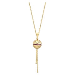 Ruby Ball Layering Necklace 14" in 14K Solid Yellow Gold