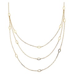 Chaîne collier à trois niveaux 14 pouces en or jaune massif 14 carats