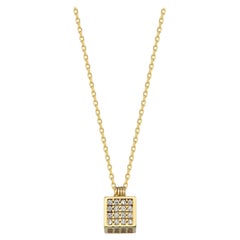 Collier pendentif cube zircon 14" en or jaune massif 14K