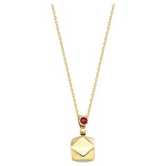 Collier polygone 16 pouces en or jaune véritable 14 carats