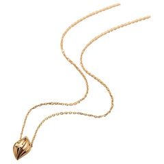 Sea Shell Pendant Necklace 14" in 14K Solid Gold