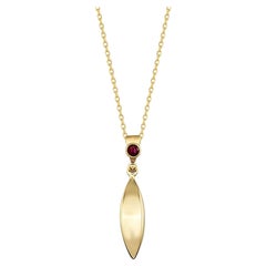 Oval Ruby Necklace 14" in 14K Solid Gold