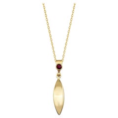 Collana ovale di rubini da 14" in oro massiccio 14K