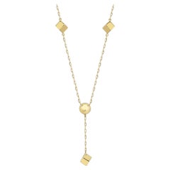 Collana Lariat Cube & Ball 14" in oro massiccio 14K
