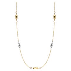 Oval Station Necklace in 14K Solid Yellow Gold 14"