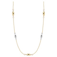 Collier à station ovale en or jaune massif 14K 14".