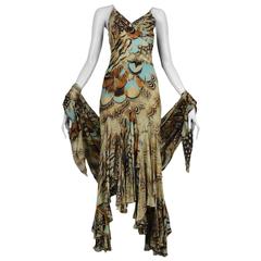 Roberto Cavalli Feather Dress & Shawl