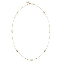 Mini Oval Station Necklace 16" in 14K Solid Gold
