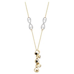Onyx Spiral Necklace 20" in 14K Gold